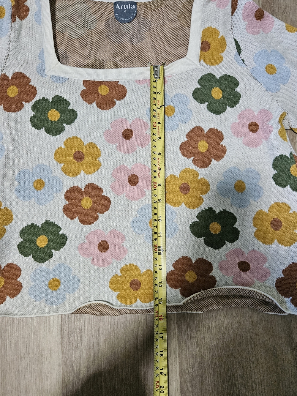 ARULA Cream Multi Floral Square-Neck Long Sleeve Top - Picture 5 of 12